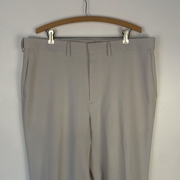 Saddlebred Performance Dress Pant Flex 38x32 Ivory Straight Fit Flat Front - Picture 3 of 8